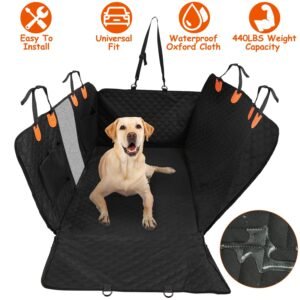 Dog Car Back Seat Cover With Zipper Mesh Window Storage