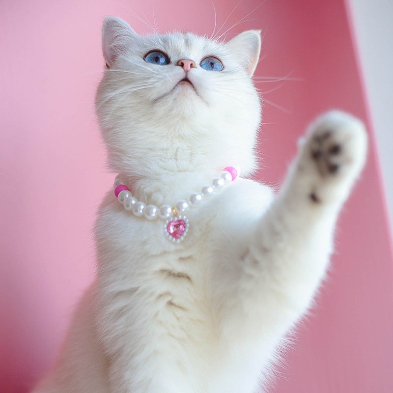 Beaded Heart Cat Necklace - Image 3