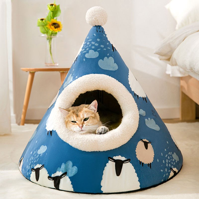 Triangle Mongolian yurt warm sleeping cat pet nest - Image 5