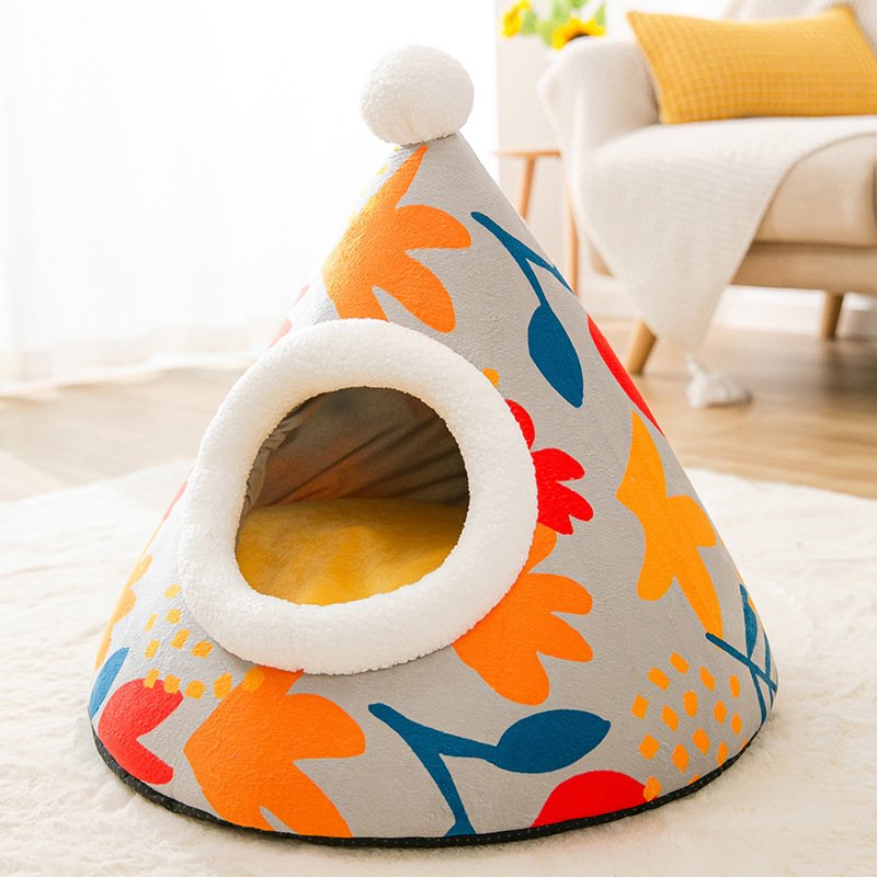 Triangle Mongolian yurt warm sleeping cat pet nest - Image 4