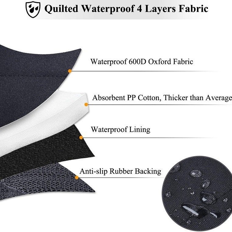 Waterproof Oxford Mat Front Rear Seat Cover Protector Cotton Inside - Image 3