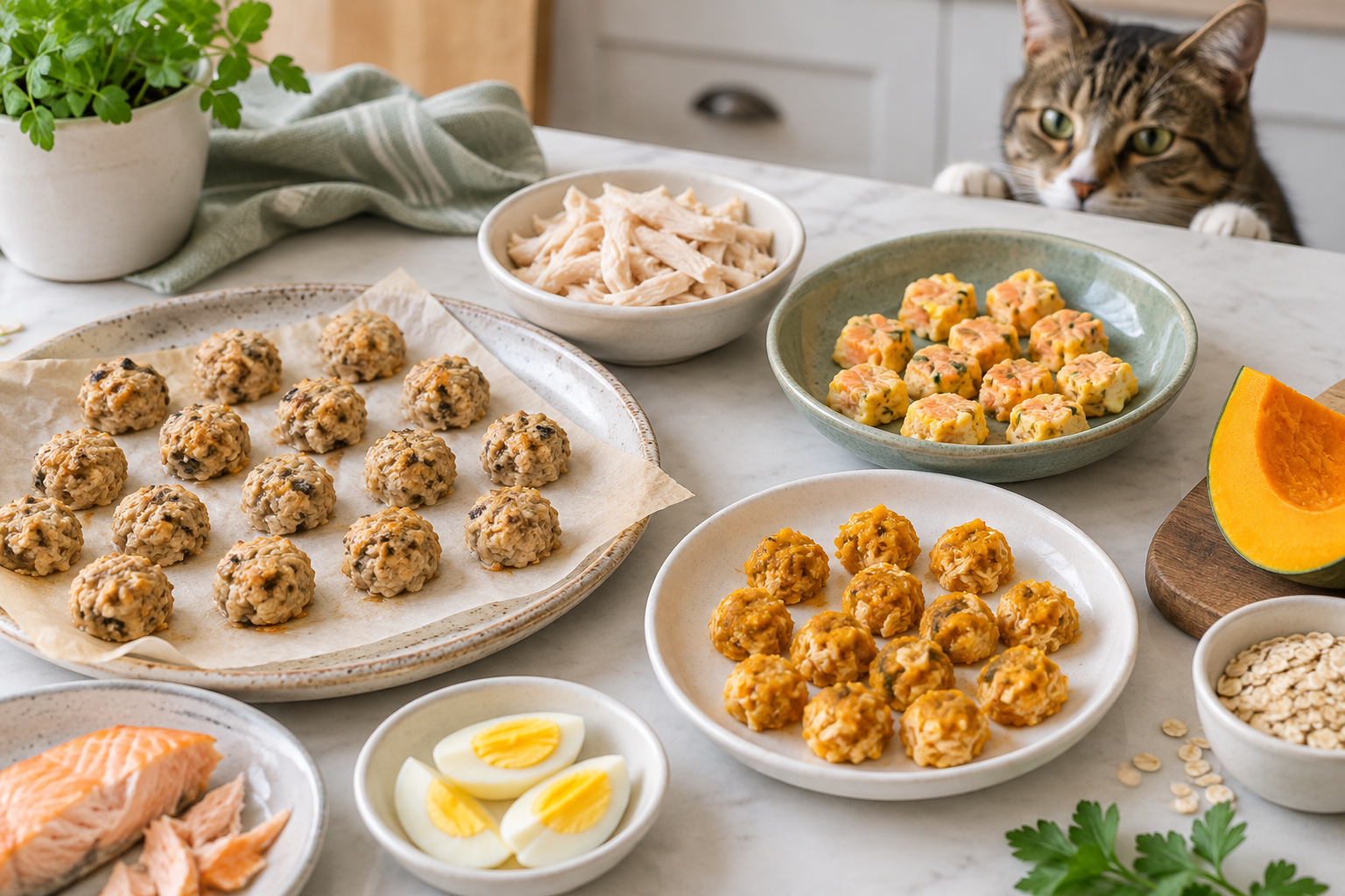 Homemade occasional treats prepared for cats
