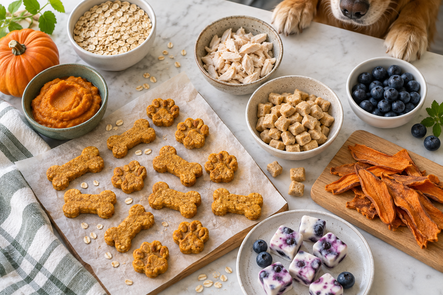 Homemade occasional treats prepared for dogs
